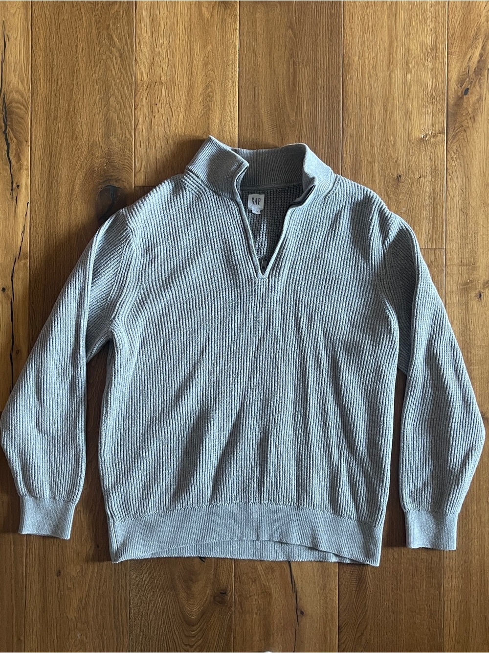 GAP Ribbed Knit Waffle 1/4 Zip Sweater